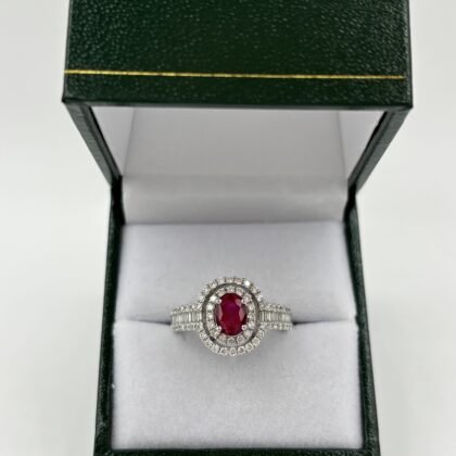 Bague or blanc rubis