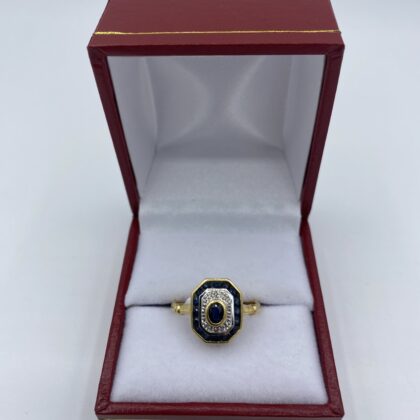 Bague-art-deco-or-jaune-saphir-et-diamants