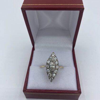 Marquise or deux tons diamant