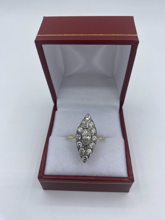 Marquise or deux tons diamant