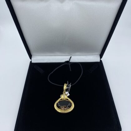 Pendentif-or-jaune-et-quartz-fume