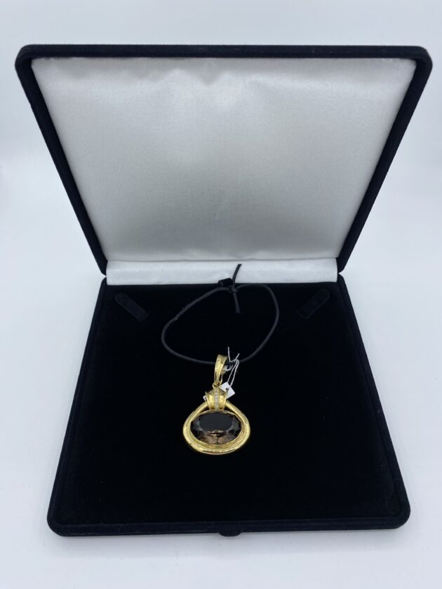 Pendentif-or-jaune-et-quartz-fume