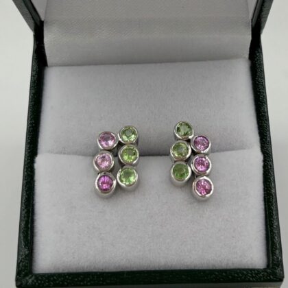Boucles d'oreilles Péridot et Tourmaline