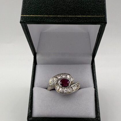 Bague Or Blanc Rubis Diamants