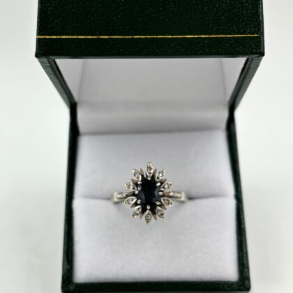 Bague Or blanc Marguerite Saphir