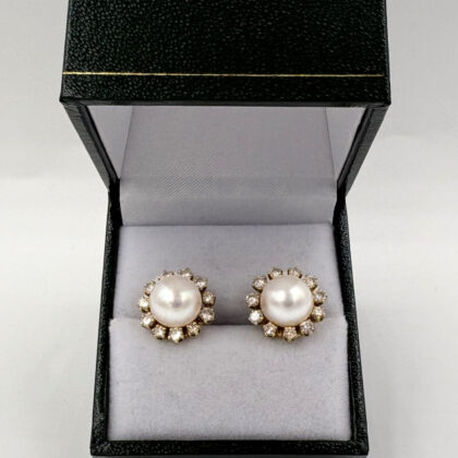 Boucles d'oreilles Perles et Diamants