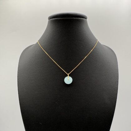 Collier or jaune pierre verte
