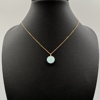 Collier or jaune pierre verte