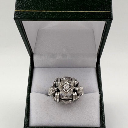 Bague tank or Blanc diamant
