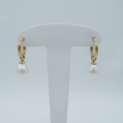 Boucles d'oreilles pendante Sertie Perles de culture blanche
