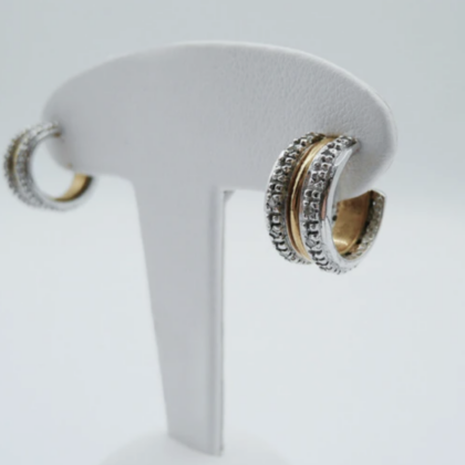 Boucles d'oreilles Moderne Diamants - Or jaune et blanc 18 carats