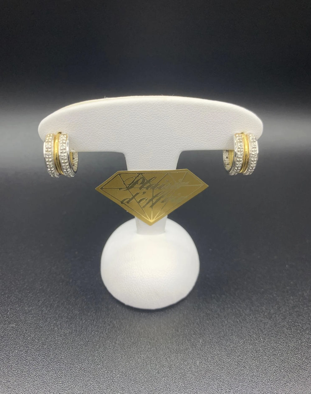 Boucles d'oreilles Moderne Diamants - Or jaune et blanc 18 carats – Image 5