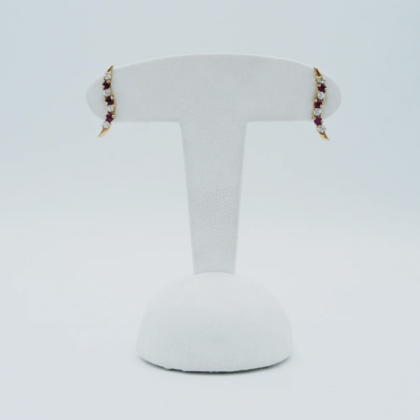 Puces d'oreilles Or Jaune Oxydes de Zirconium et pierres rose