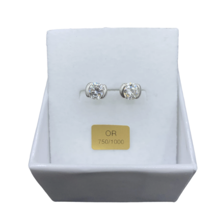 Puces d'oreilles Or blanc sertie d'Oxydes de Zirconium