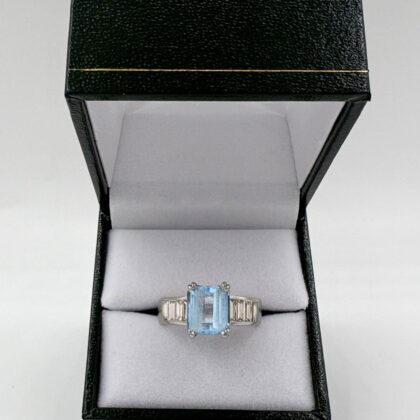 Bague platine Aigue-Marine
