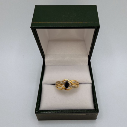 Bague Or jaune Saphir et Eclats de diamants