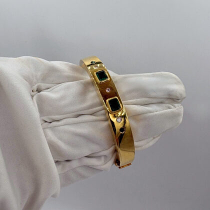 Bracelet jonc or jaune Emeraudes
